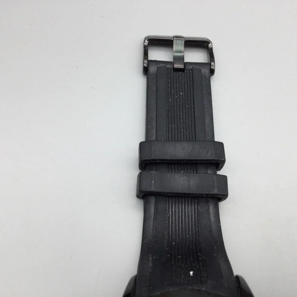 T5 Chronograph Watch Mens 44mm Black Dial Black Rubber Strap Date New Battery